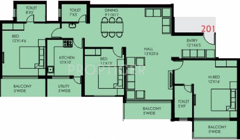 Mugrody Enclave Floor Plan (3BHK+3T (2,120 sq ft) 2120 sq ft)
