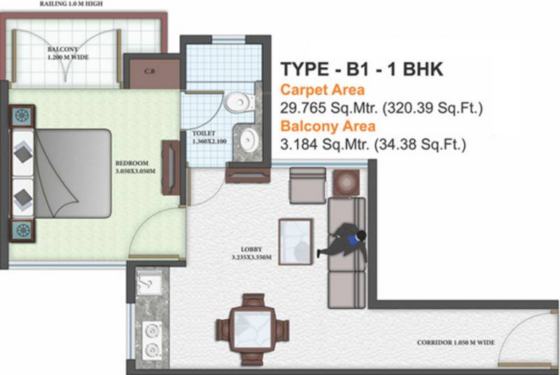Auric City Homes (1BHK+1T (320 sq ft) 320 sq ft)