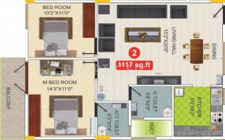VH Royal Mist (2BHK+2T (1,117 sq ft) 1117 sq ft)