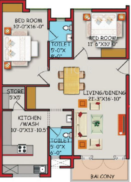KO Aishwaryam Pride (2BHK+2T (1,241 sq ft) 1241 sq ft)