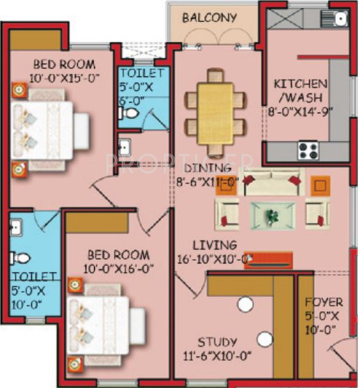 KO Aishwaryam Pride (2BHK+2T (1,381 sq ft) 1381 sq ft)