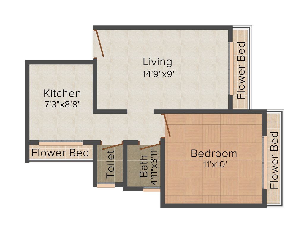 Qualitas Gardens (1BHK+1T (624 sq ft) 624 sq ft)