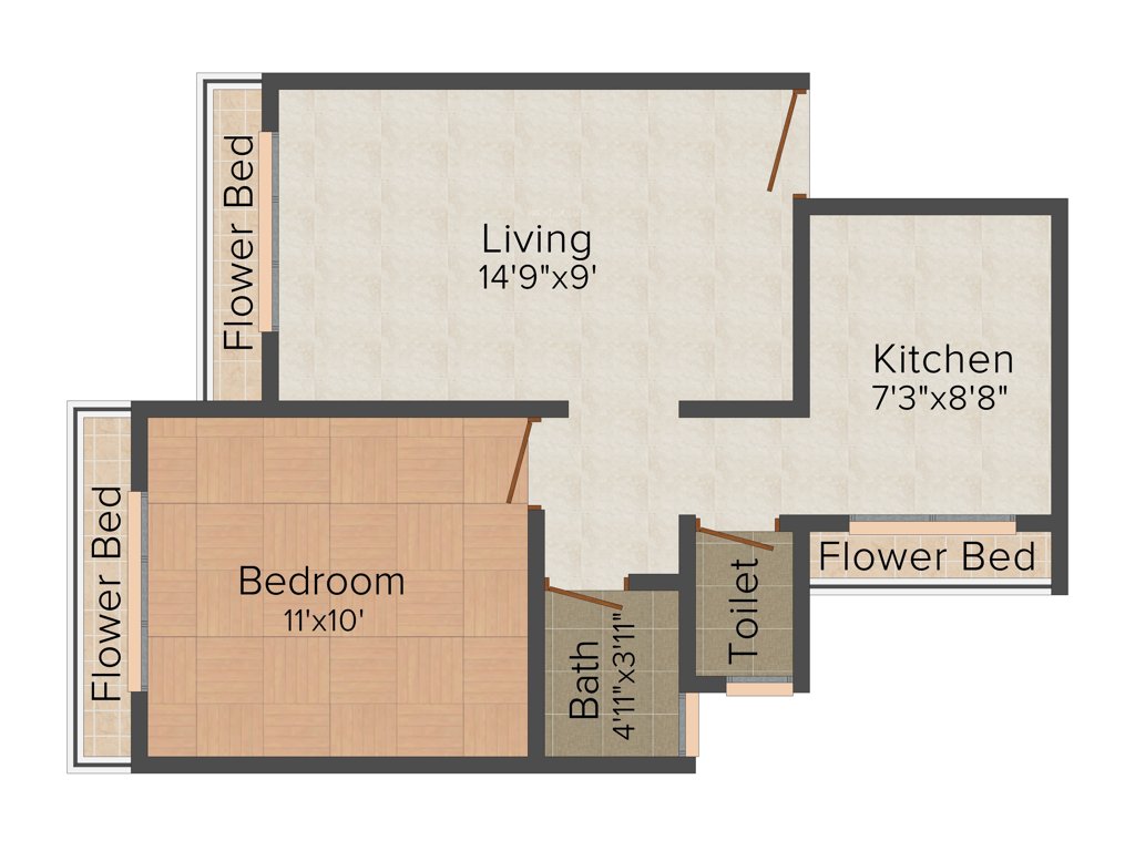Qualitas Gardens (1BHK+1T (636 sq ft) 636 sq ft)