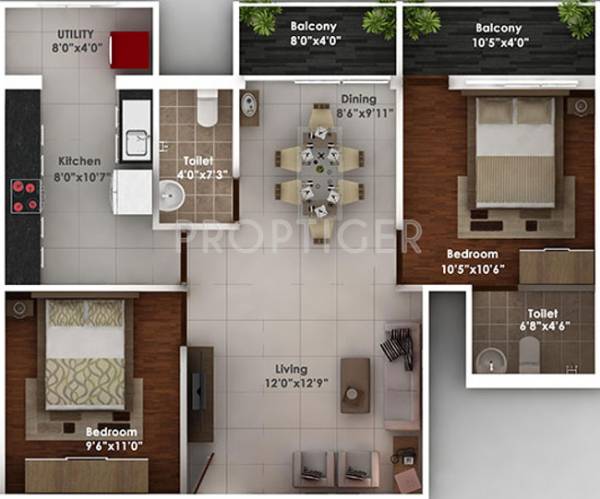 Bhandary Vijaya Enclave (2BHK+2T (935 sq ft) 935 sq ft) Bhandary Vijaya Enclave (2BHK+2T (935 sq ft) 935 sq ft)