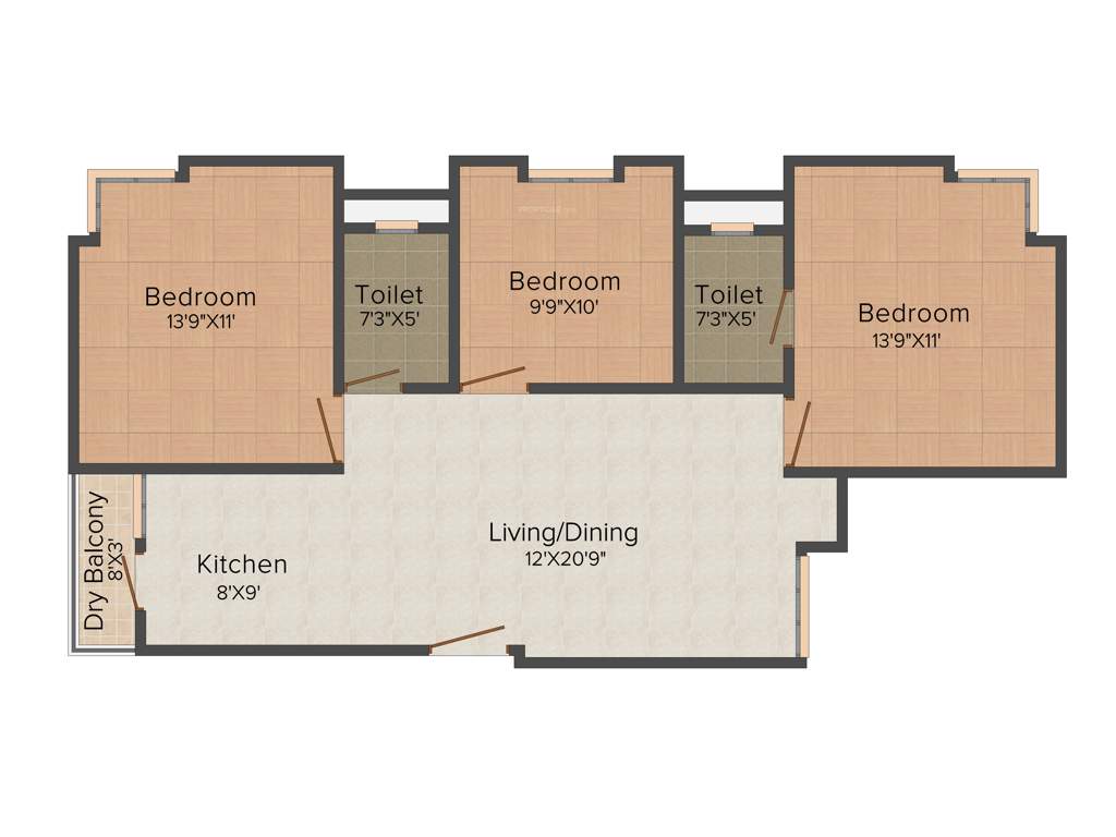 Icon Prajakt (3BHK+2T (1,113 sq ft) 1113 sq ft)