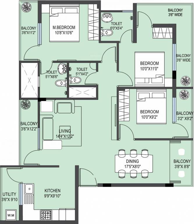 Bhandary Meridian (3BHK+3T (1,410 sq ft) 1410 sq ft) Bhandary Meridian (3BHK+3T (1,410 sq ft) 1410 sq ft)