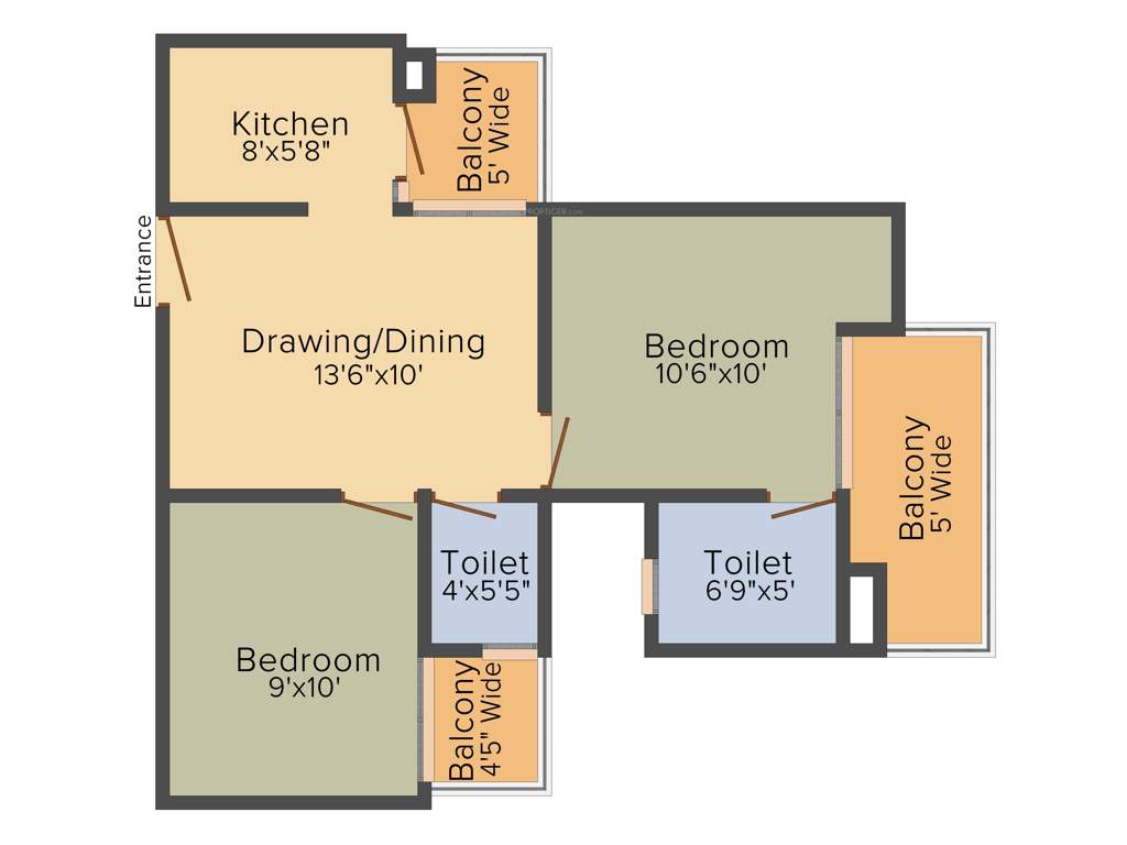 Palm Marina Suites (2BHK+2T (860 sq ft) 860 sq ft)