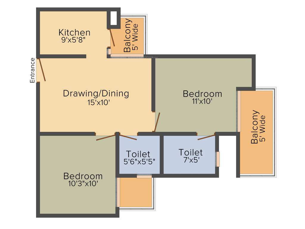 Palm Marina Suites (2BHK+2T (950 sq ft) 950 sq ft)