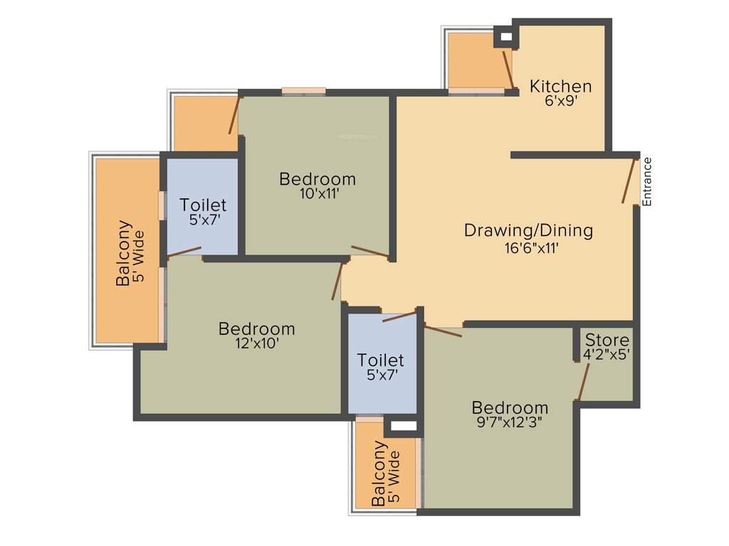 Palm Marina Suites (3BHK+2T (1,360 sq ft) 1360 sq ft)
