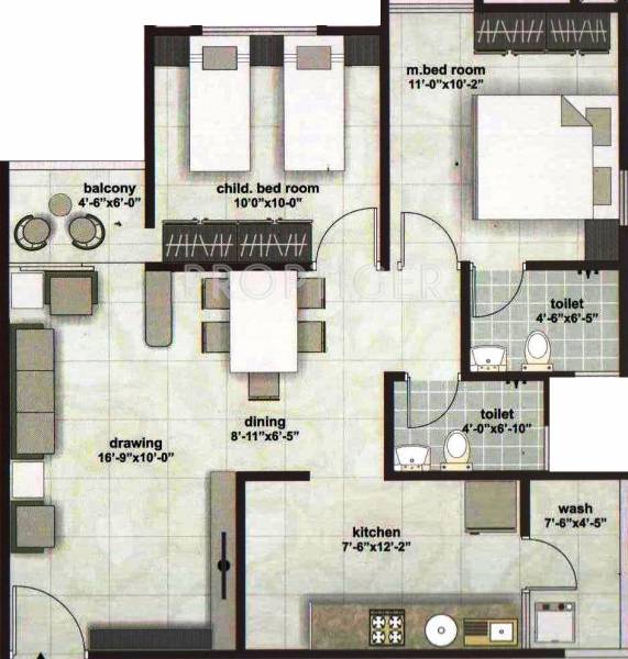 Shivam Pearl 100 (2BHK+2T (1,125 sq ft) 1125 sq ft)