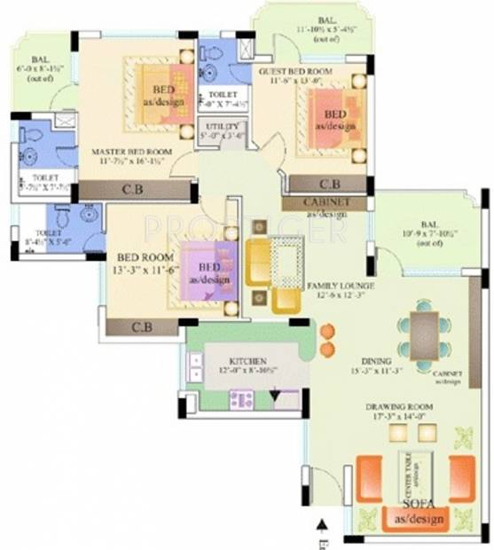 Bhakti GBM Apartments (3BHK+3T (1,880 sq ft) 1880 sq ft)