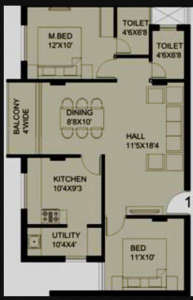Mugrody Kinnigoli Enclave (2BHK+2T (1,040 sq ft) 1040 sq ft)