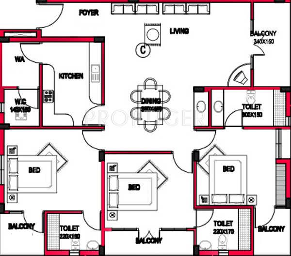 Express Campus Residency (3BHK+3T (1,429 sq ft) 1429 sq ft)