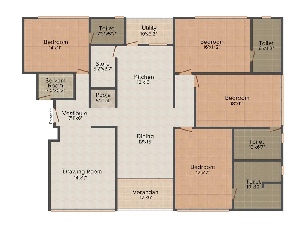 Trilokesh Gulmohar Auris (4BHK+4T (3,400 sq ft) Servant Room 3400 sq ft)