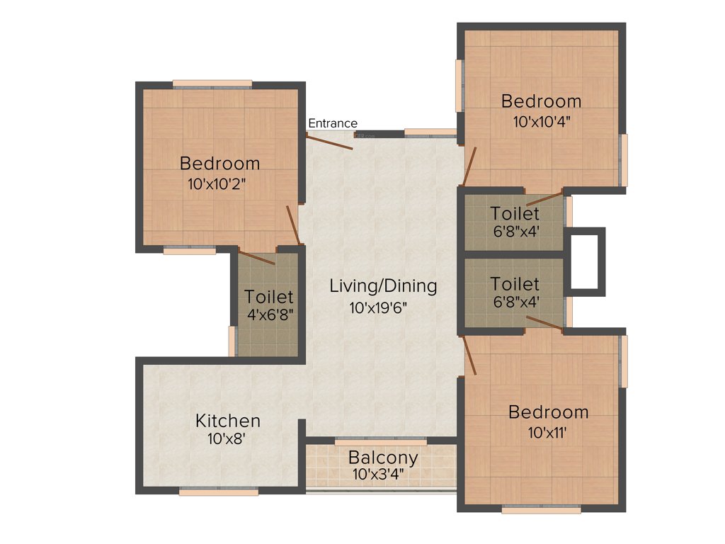 Confident Oberon (3BHK+3T (994 sq ft) 994 sq ft)