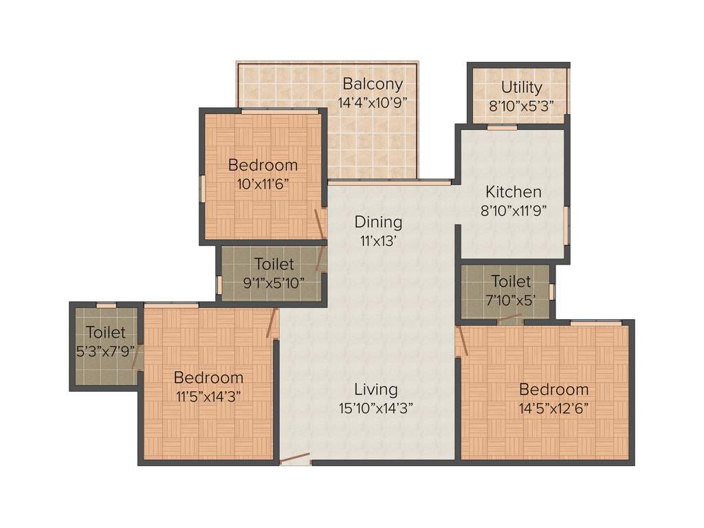 Saket Callipolis (3BHK+3T (1,750 sq ft) 1750 sq ft)