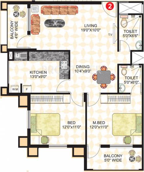 Vishwas Zahra Residency (2BHK+2T (1,080 sq ft) 1080 sq ft)