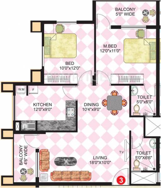 Vishwas Zahra Residency (2BHK+2T (1,040 sq ft) 1040 sq ft)