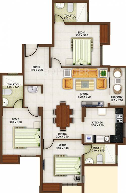 Vishraam Gulmohar (3BHK+2T (1,405 sq ft) 1405 sq ft)