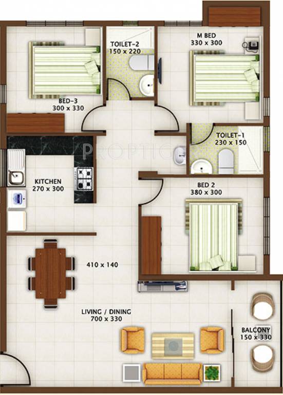 Vishraam Gulmohar (3BHK+2T (1,385 sq ft) 1385 sq ft)
