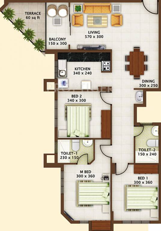 Vishraam Gulmohar (3BHK+2T (1,370 sq ft) 1370 sq ft)