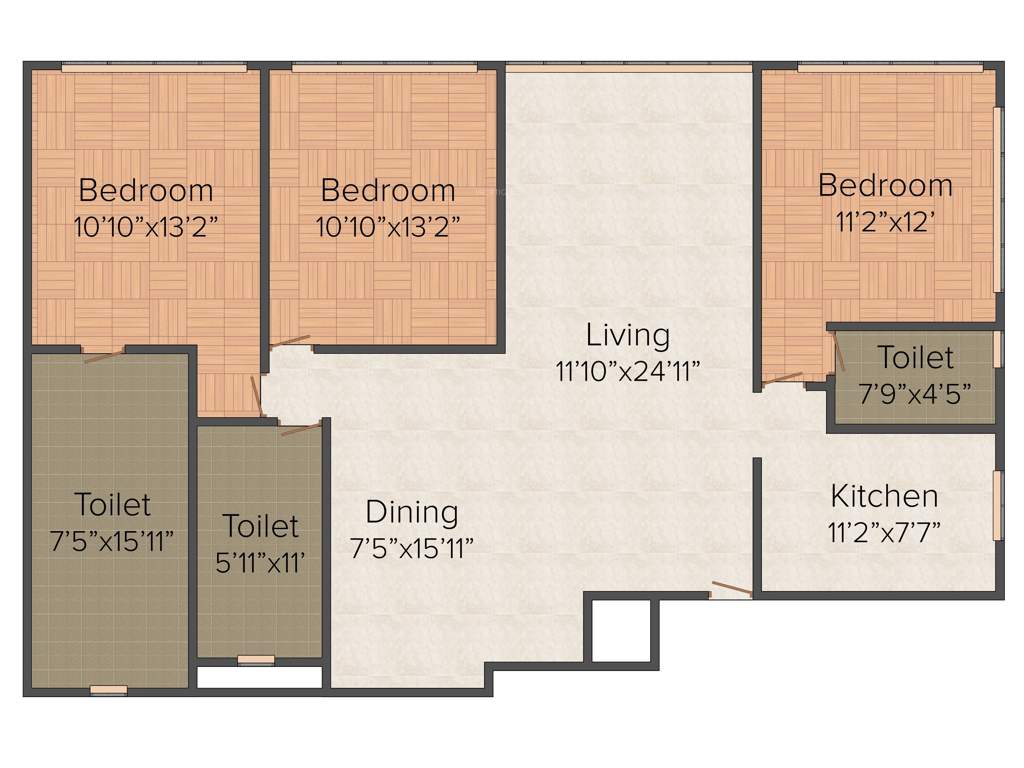 Parinee 11 West (3BHK+3T (1,203 sq ft) 1203 sq ft)