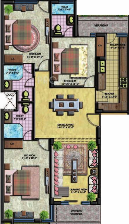 TDI Complete Homes (3BHK+3T (1,595 sq ft) 1595 sq ft)