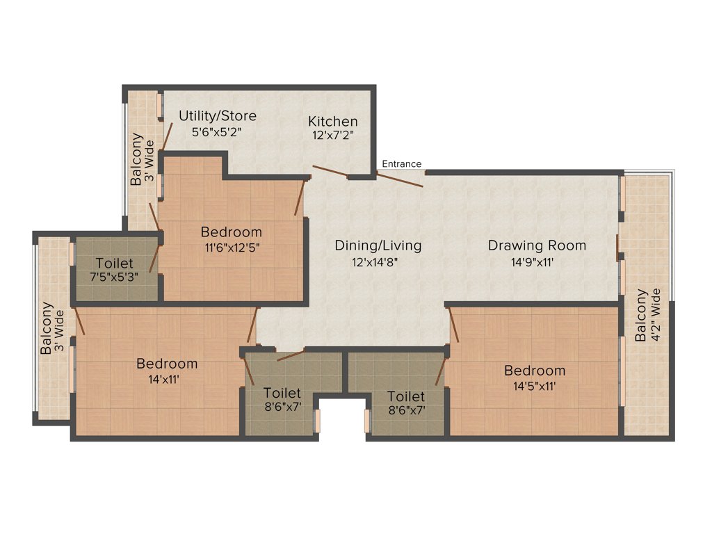 TDI Complete Homes (3BHK+3T (1,545 sq ft) 1545 sq ft)