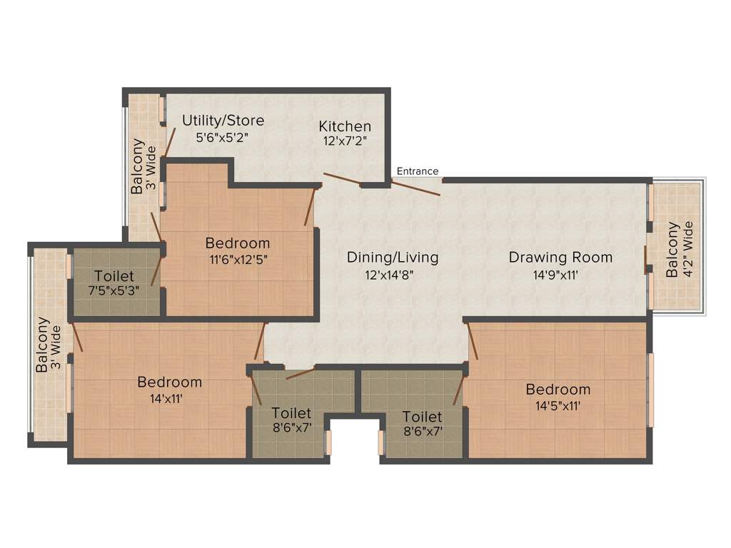TDI Complete Homes (3BHK+3T (1,495 sq ft) 1495 sq ft)