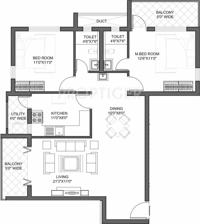 Udbhav Developers Bhaskar Coconut Groves Floor Plan (2BHK+2T (1,340 sq ft) 1340 sq ft)