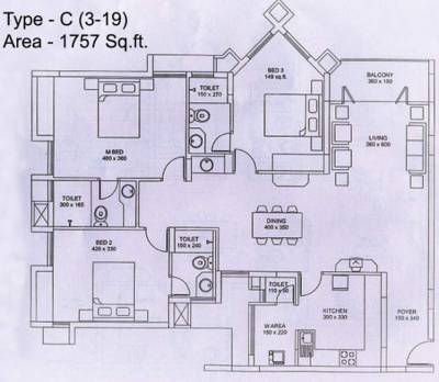 Skyline Hill View (3BHK+4T (1,757 sq ft) 1757 sq ft)