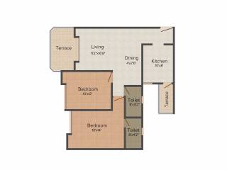 Gulmohar Goldcoast (2BHK+2T (1,084 sq ft) 1084 sq ft)