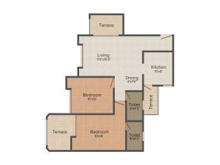 Gulmohar Goldcoast (2BHK+2T (1,170 sq ft) 1170 sq ft)