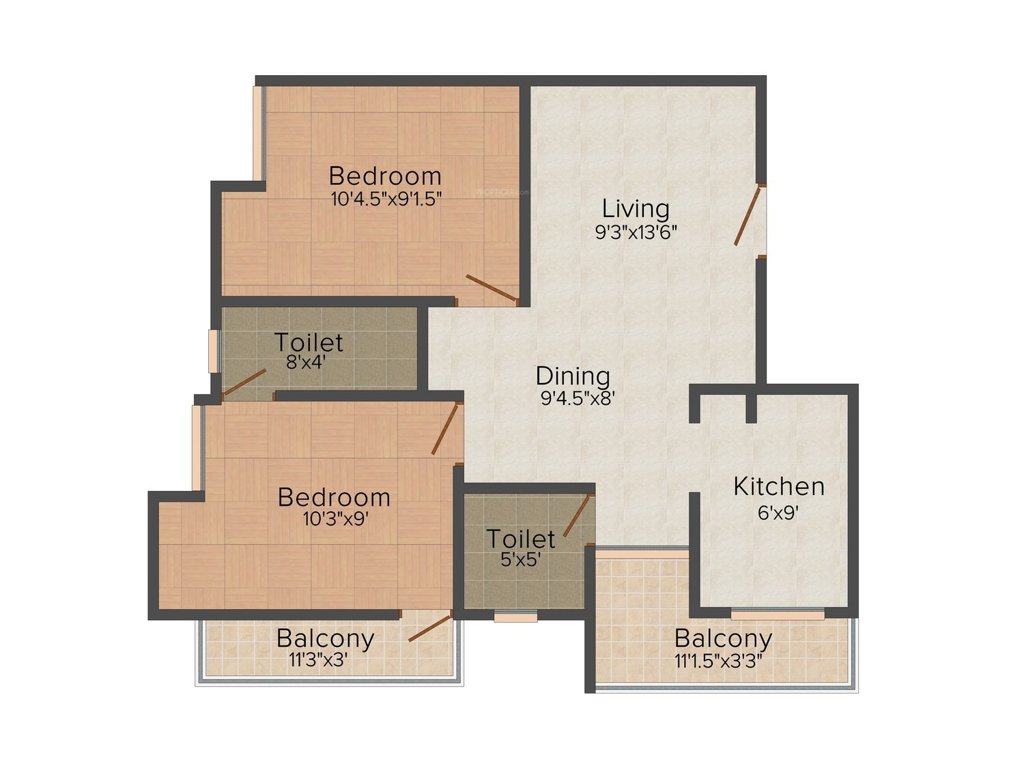 Dakshin Dhara (2BHK+2T (840 sq ft) 840 sq ft)