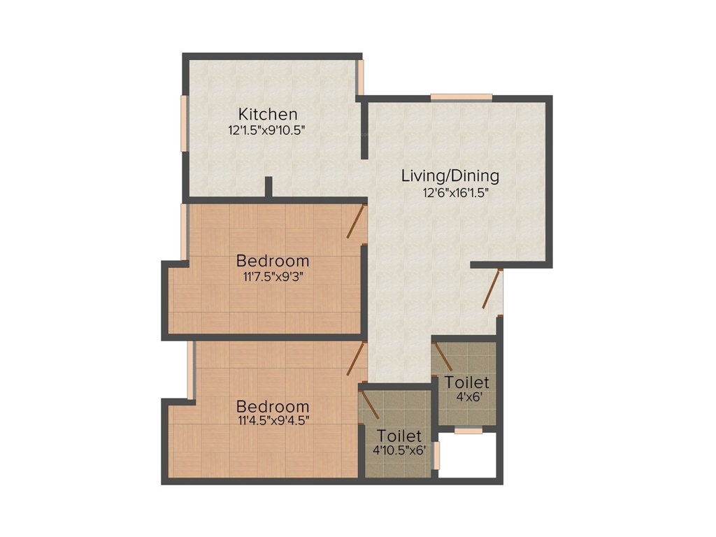 Dakshin Dhara (2BHK+2T (865 sq ft) 865 sq ft)