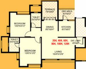 Gulmohar Renaissance (2BHK+2T (1,075 sq ft) 1075 sq ft)