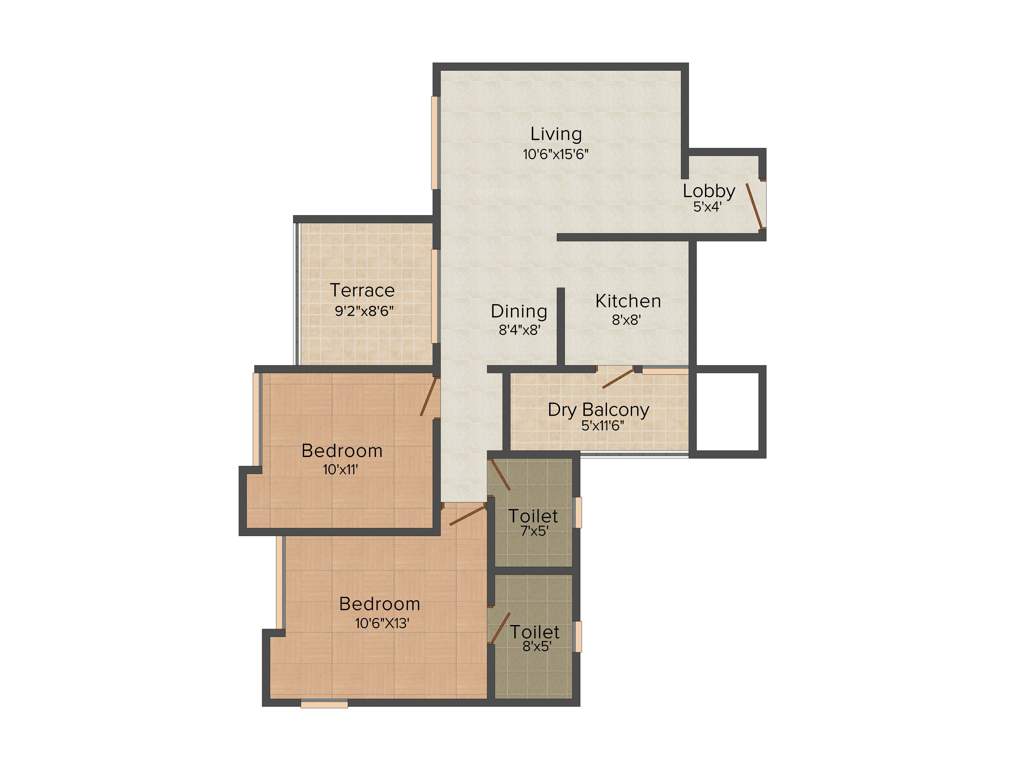 Gulmohar Renaissance (2BHK+2T (1,123 sq ft) 1123 sq ft)
