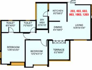 Gulmohar Renaissance (2BHK+2T (1,077 sq ft) 1077 sq ft)