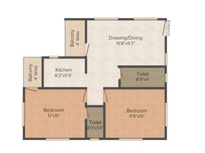 Pansas Green View Residency (2BHK+2T (1,000 sq ft) 1000 sq ft)