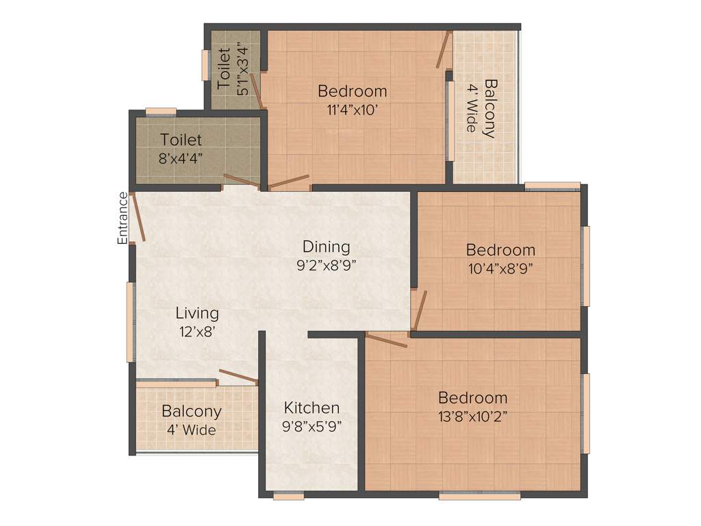 Pansas Green View Residency (3BHK+2T (1,235 sq ft) 1235 sq ft)