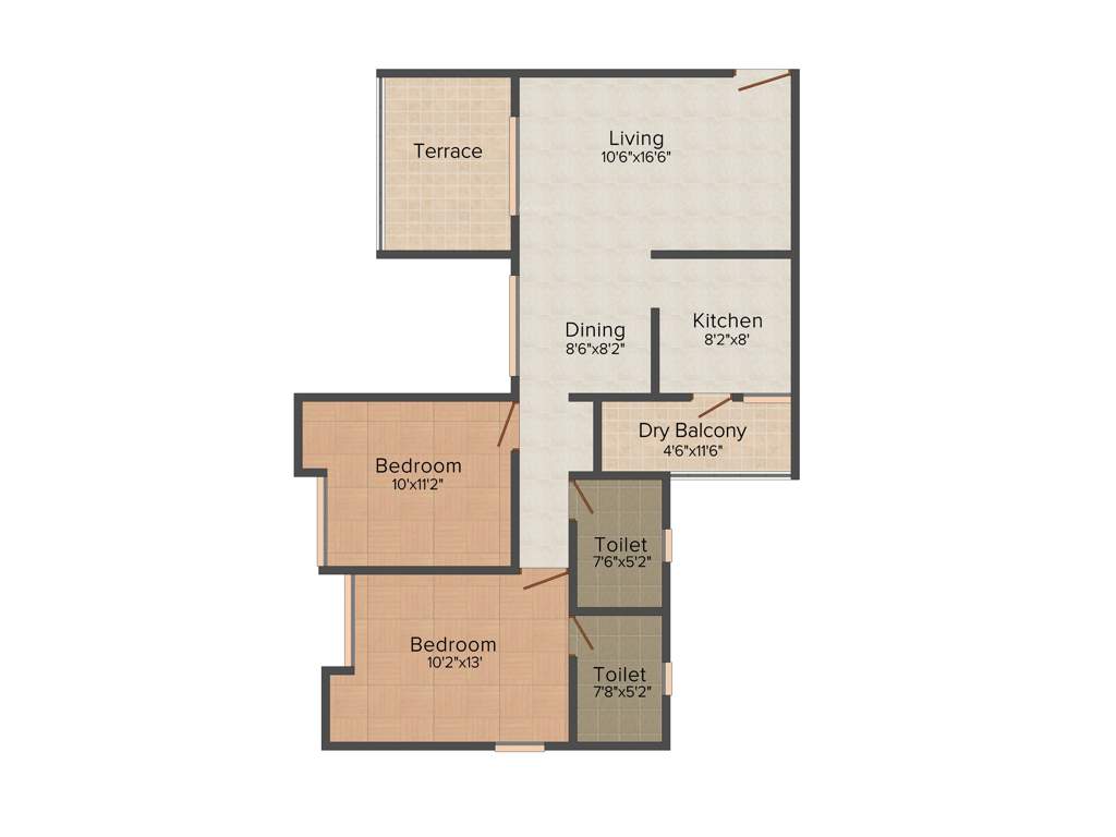 Gulmohar Primrose (2BHK+2T (1,117 sq ft) 1117 sq ft)