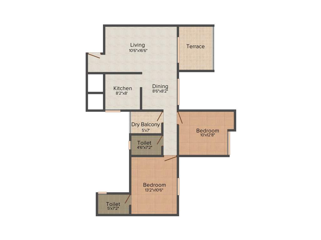 Gulmohar Primrose (2BHK+2T (1,125 sq ft) 1125 sq ft)