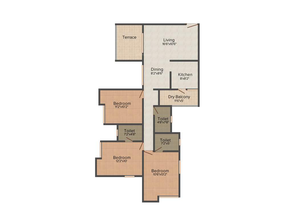 Gulmohar Primrose (3BHK+3T (1,379 sq ft) 1379 sq ft)