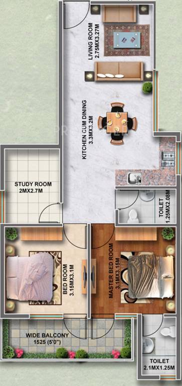 Ramsons Kshitij (2BHK+2T (607 sq ft) + Study Room 607 sq ft) Ramsons Kshitij (2BHK+2T (607 sq ft) + Study Room 607 sq ft)