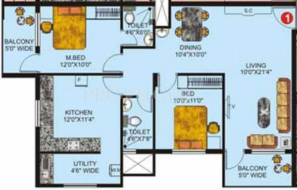 Vishwas Dwarka (2BHK+2T (1,180 sq ft) 1180 sq ft)