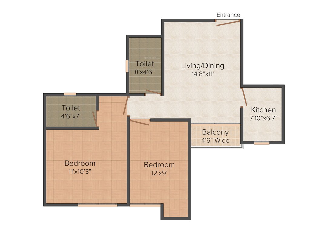 Mounthill The Pyramid (2BHK+2T (938 sq ft) 938 sq ft)