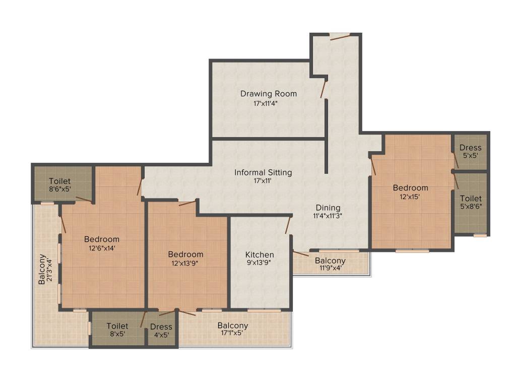 SDC Roshan Residency (3BHK+3T (2,590 sq ft) 2590 sq ft)
