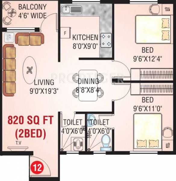 Vishwas Anmol (2BHK+2T (820 sq ft) 820 sq ft)