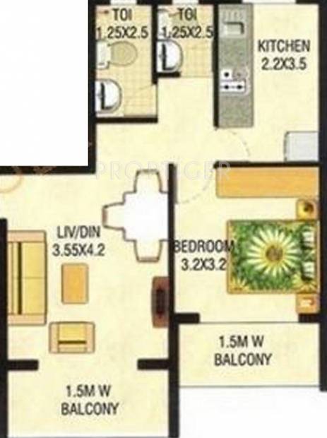 Kharangate Rosebowl Park Apartment (1BHK+2T (729 sq ft) 729 sq ft)