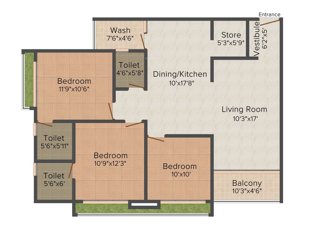 Suvidha Eternity (3BHK+3T (1,710 sq ft) 1710 sq ft)